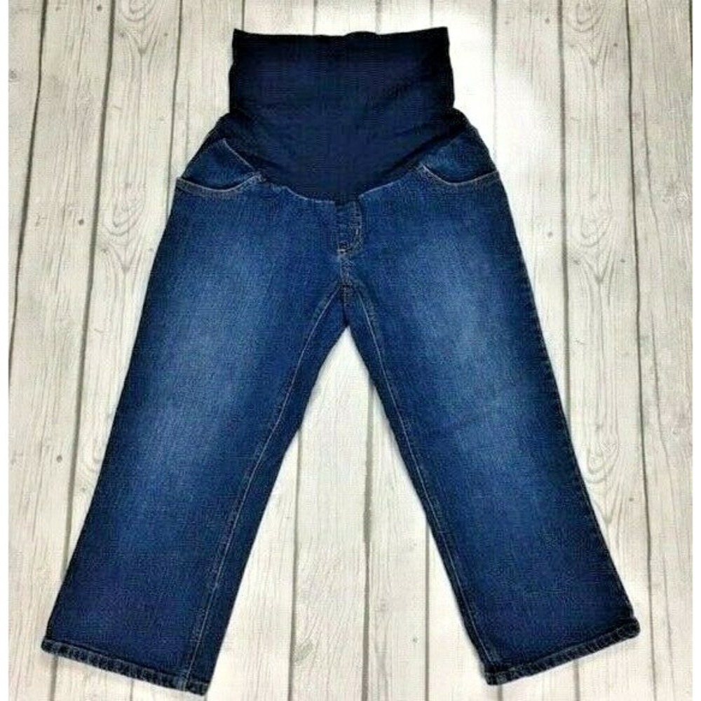 Motherhood Maternity dark wash capri cropped blue jeans womens small